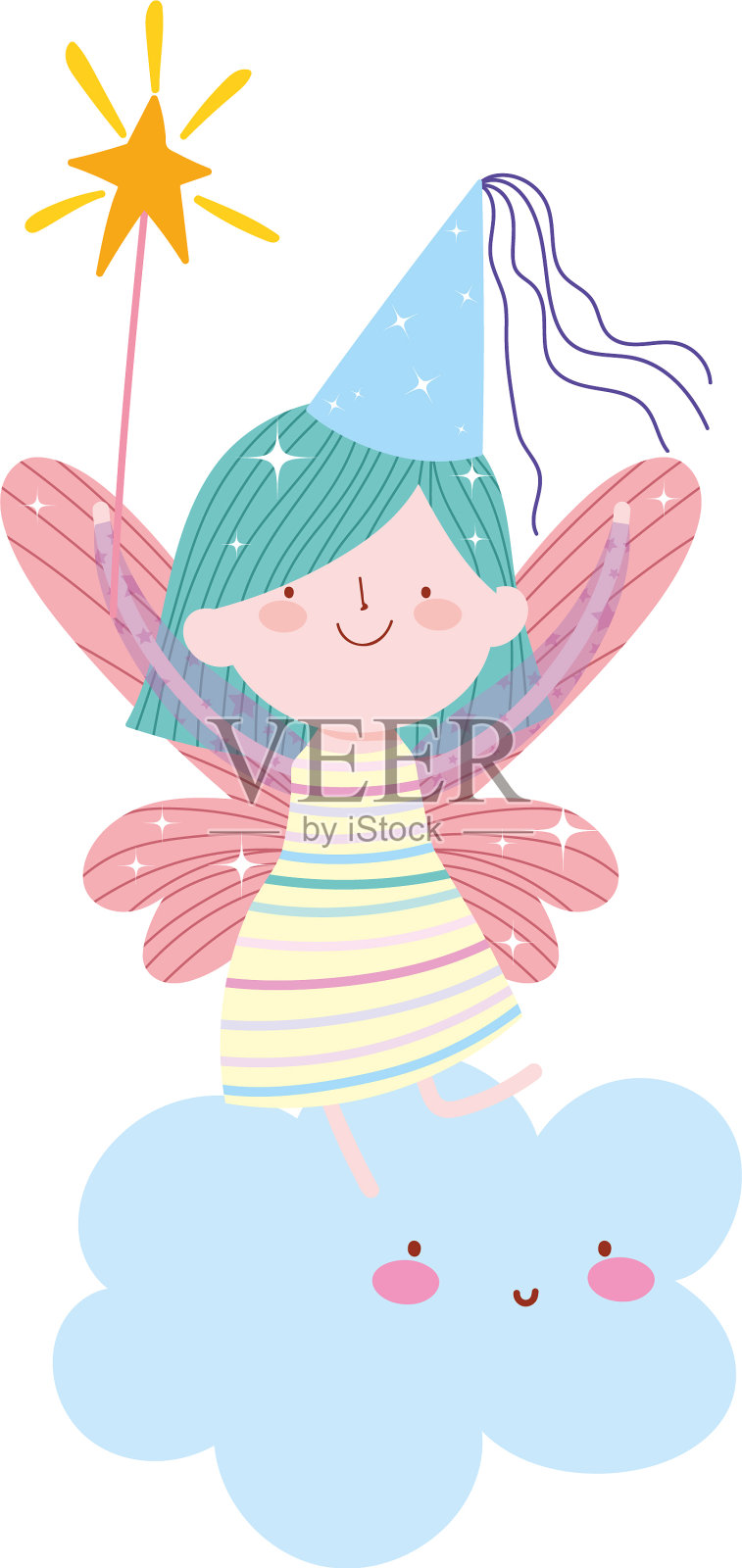 可爱的小仙女用魔杖站着设计元素图片