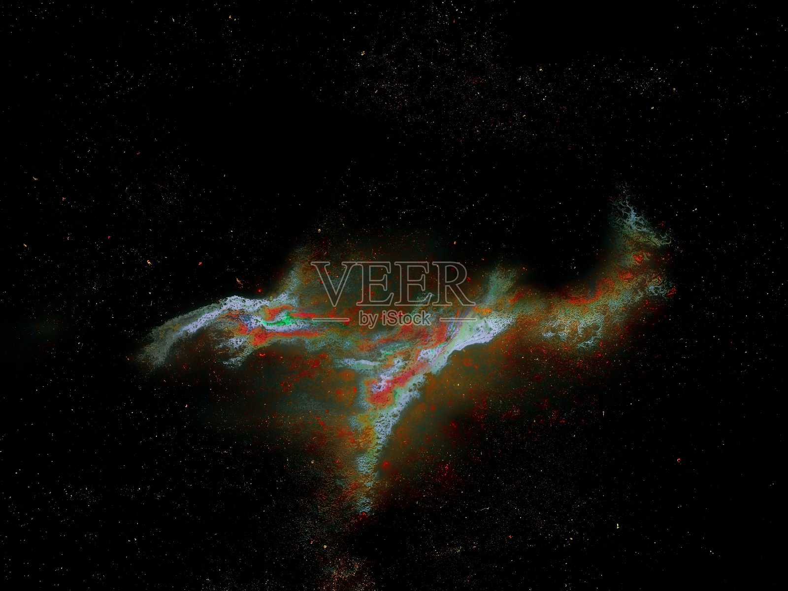 带有星团的明亮空间星云。照片摄影图片