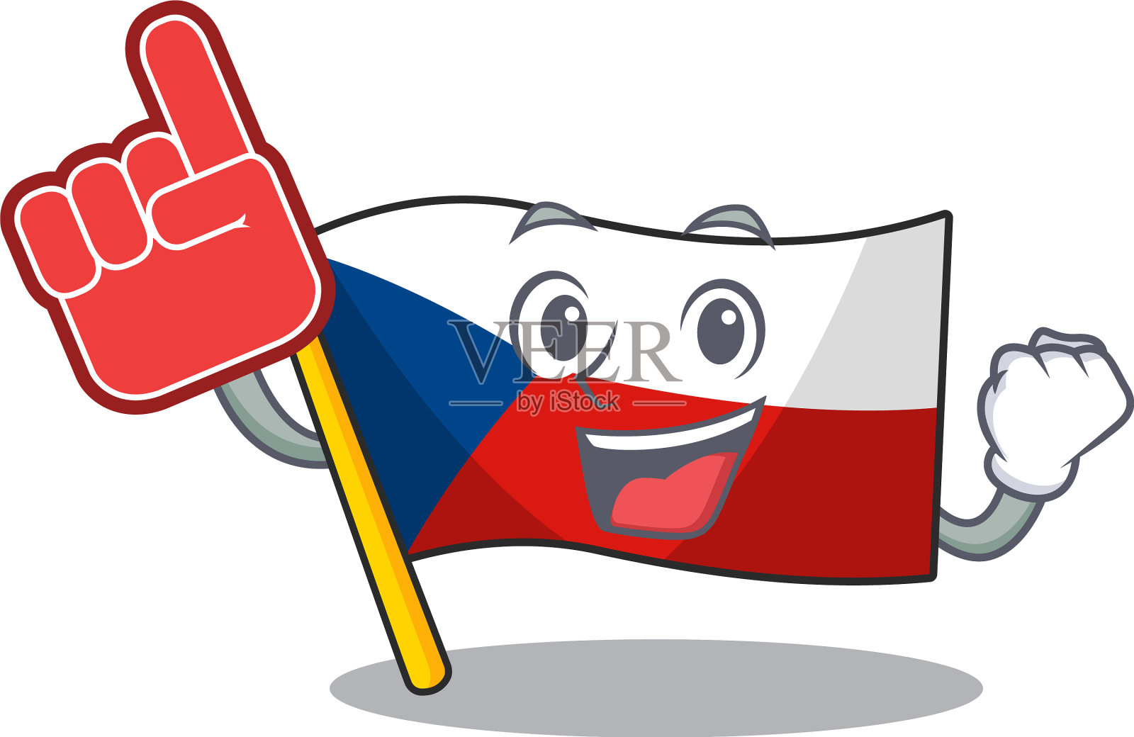 国旗捷克吉祥物卡通风格抱泡沫插画图片素材
