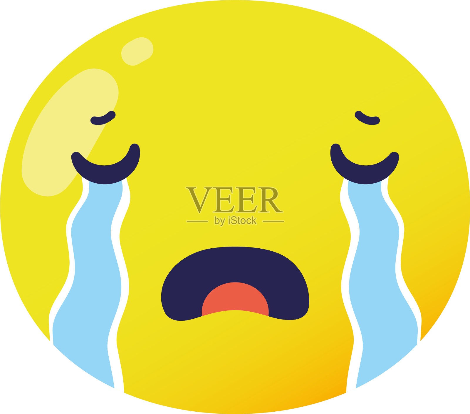 哭表情脸经典的平面风格图标设计元素图片