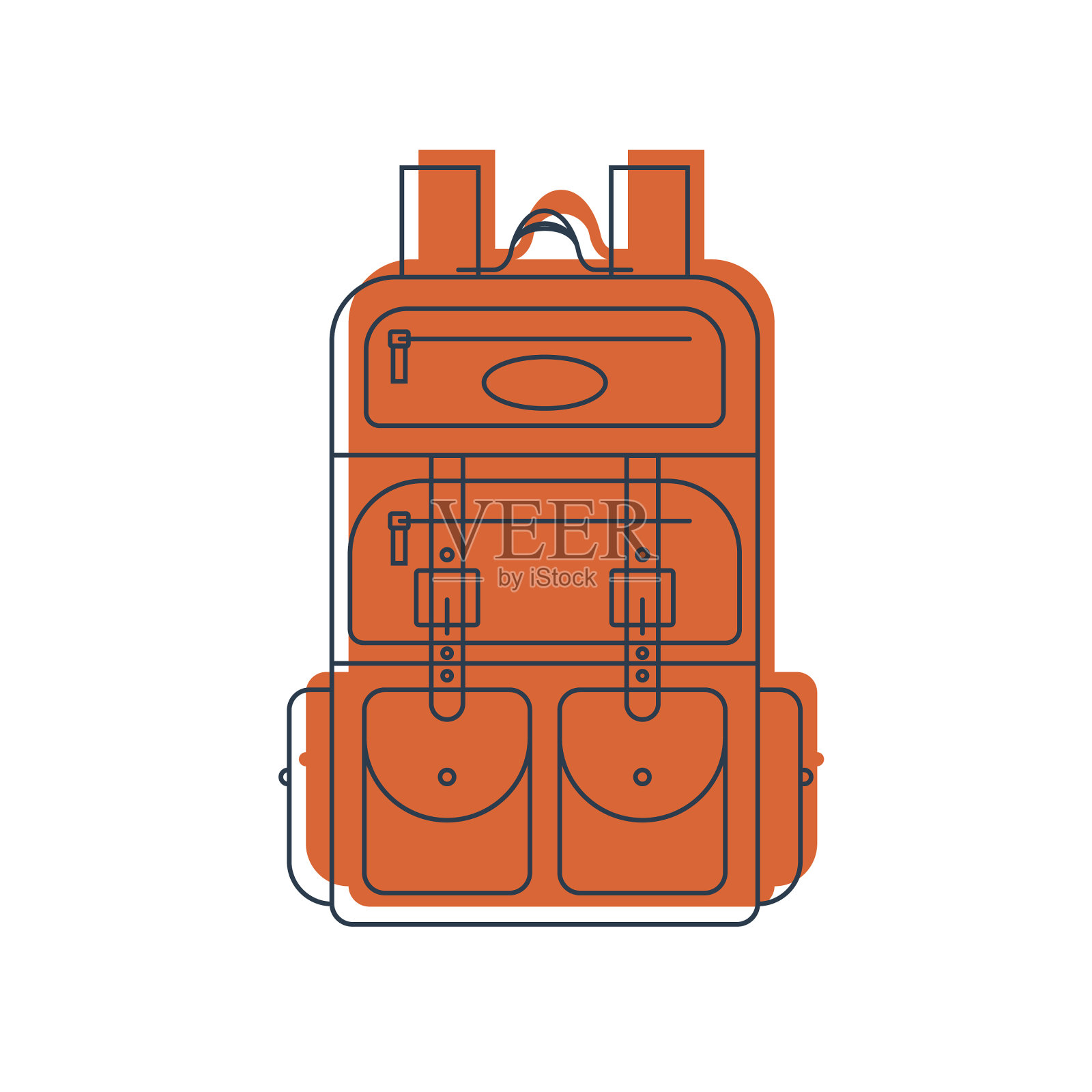 有口袋和拉链的背包或书包插画图片素材