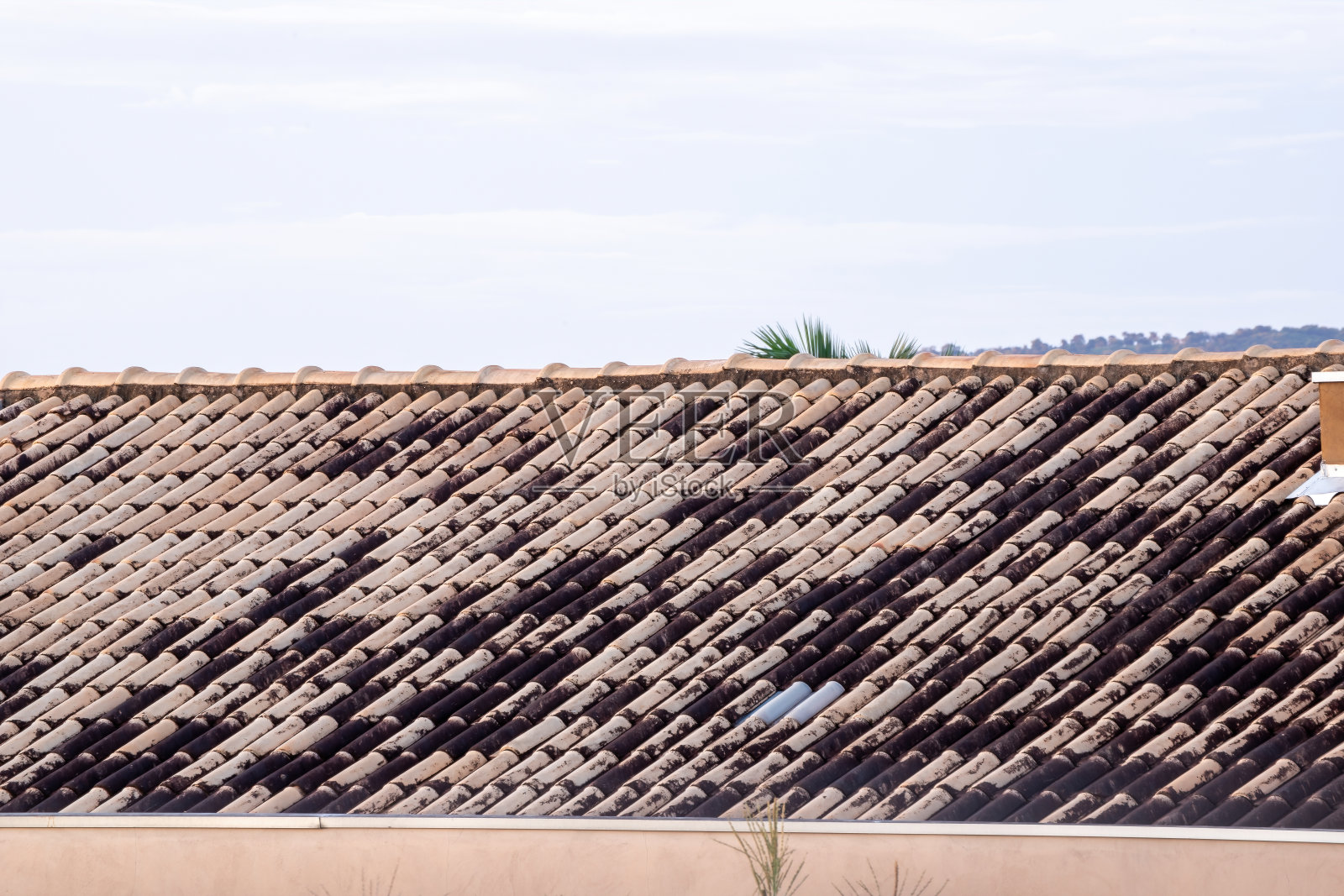 深色和浅色瓷砖的住宅屋顶照片摄影图片
