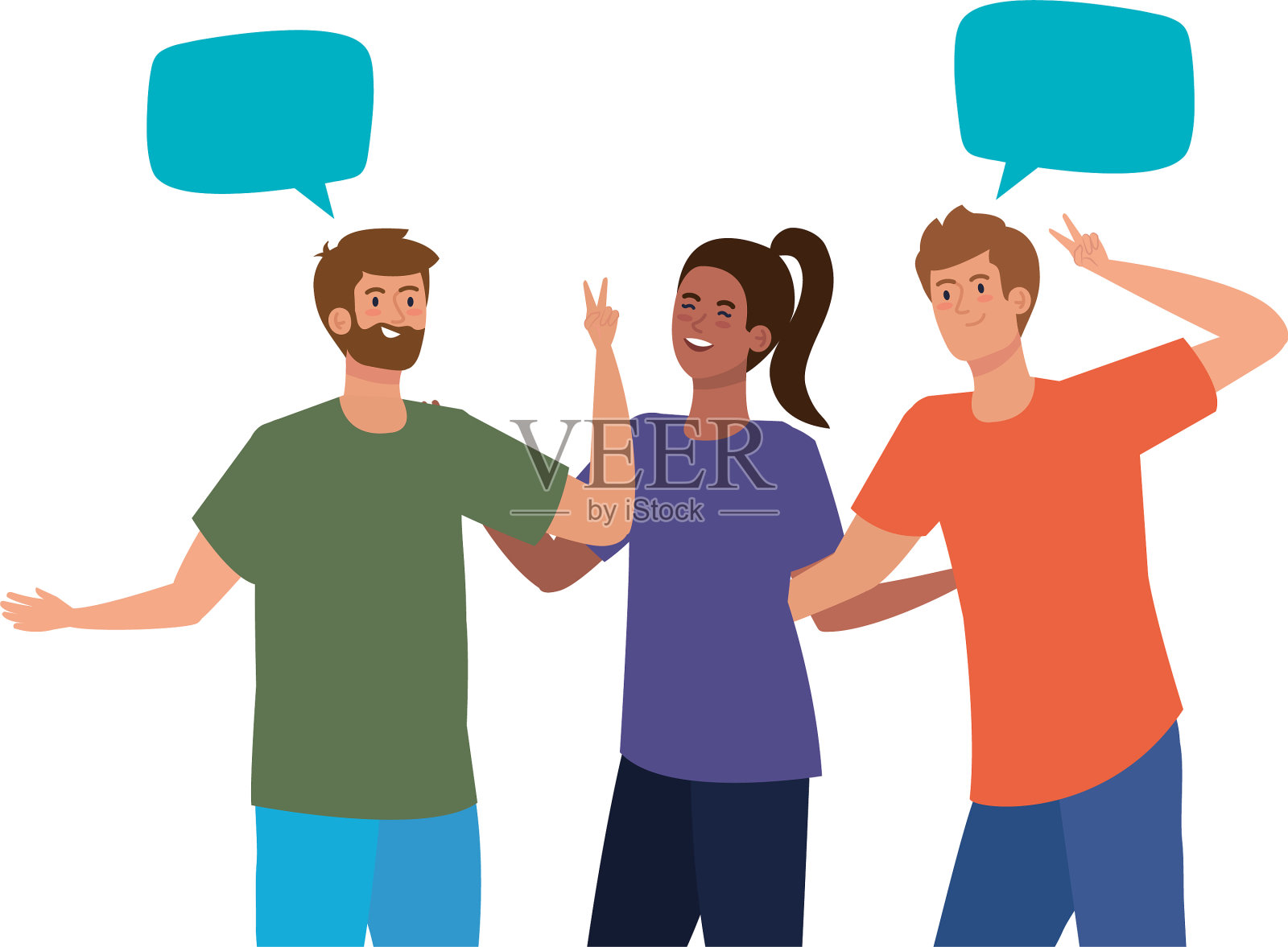 有交流泡泡的女人和男人的化身插画图片素材