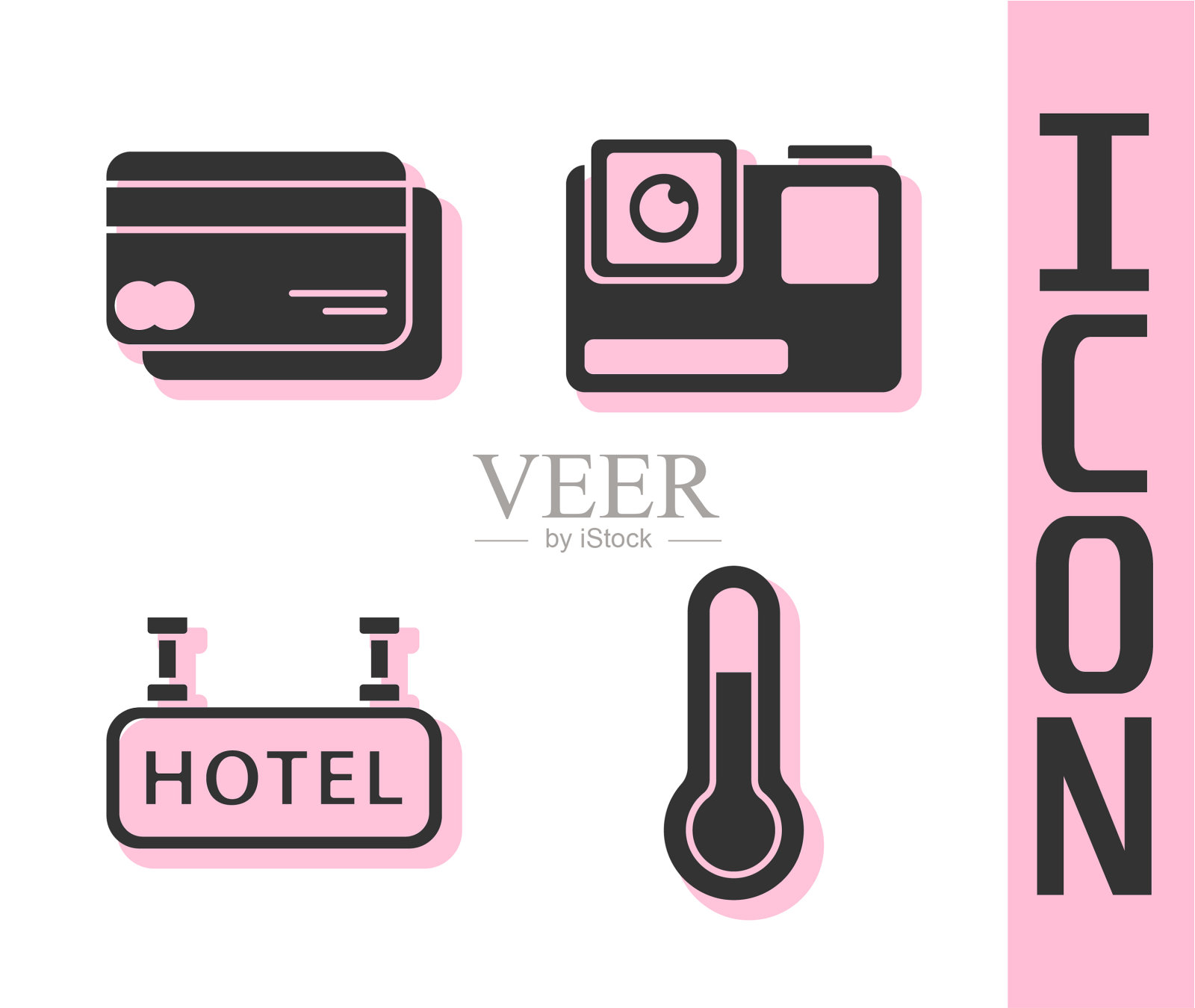 设置气象温度计信用卡图标素材