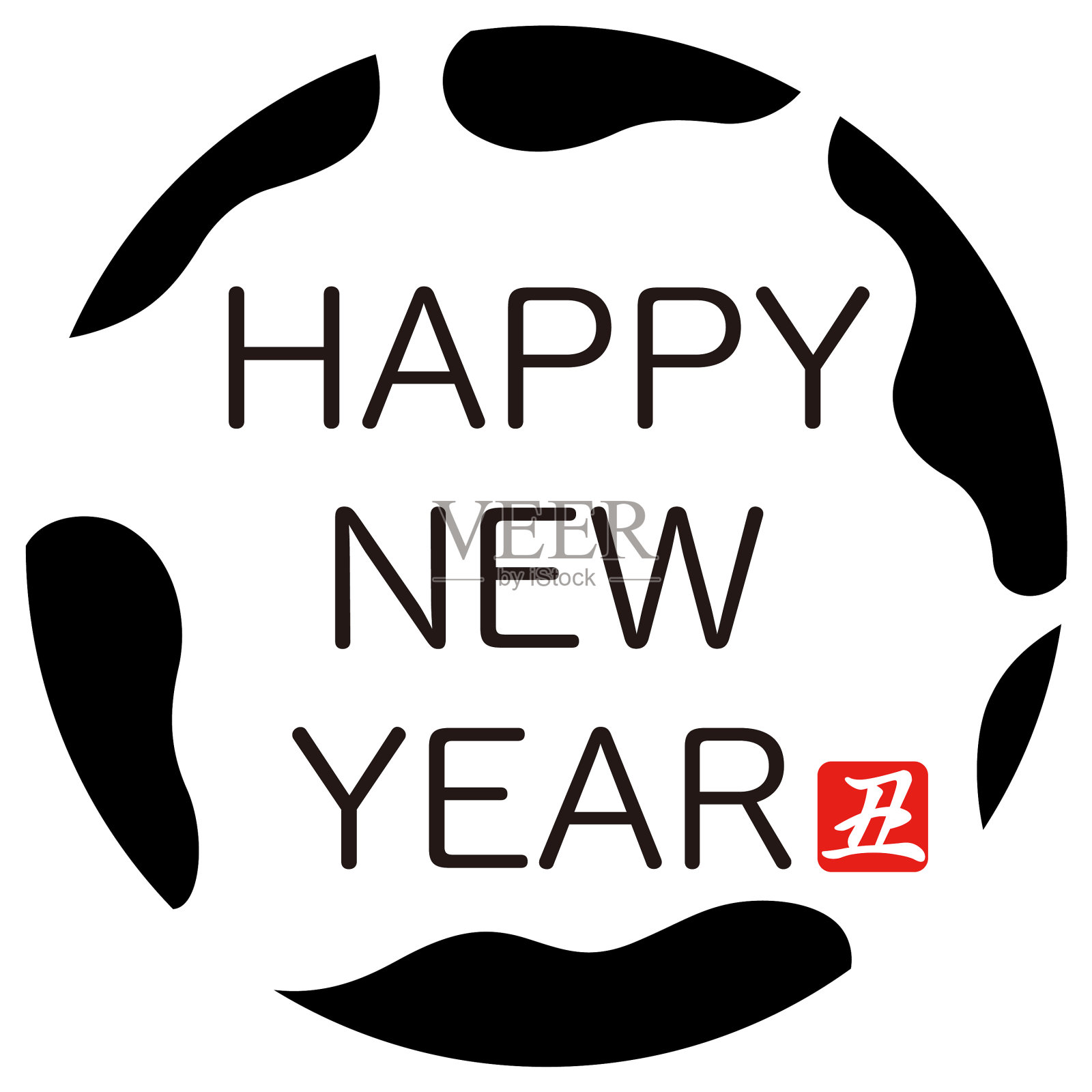 耳朵牛新年圆的象征插画图片素材