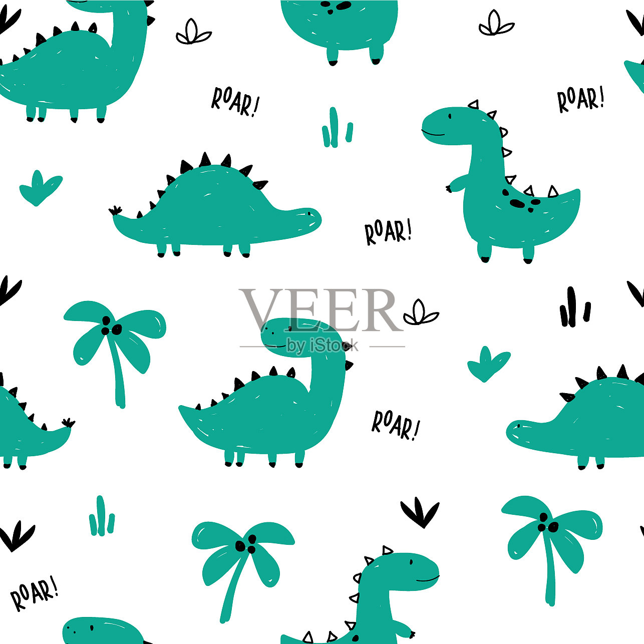 恐龙无缝模式插画图片素材