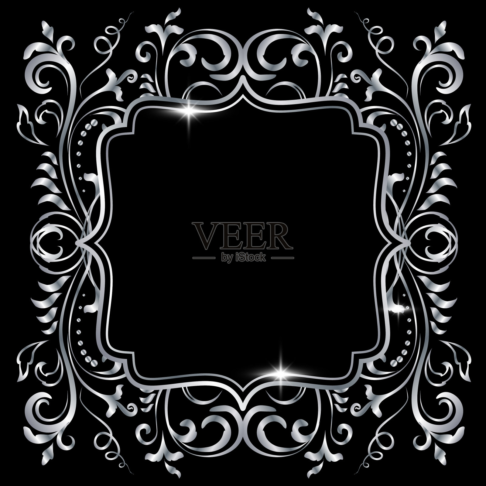 银光闪闪,华丽的框架孤立起来插画图片素材
