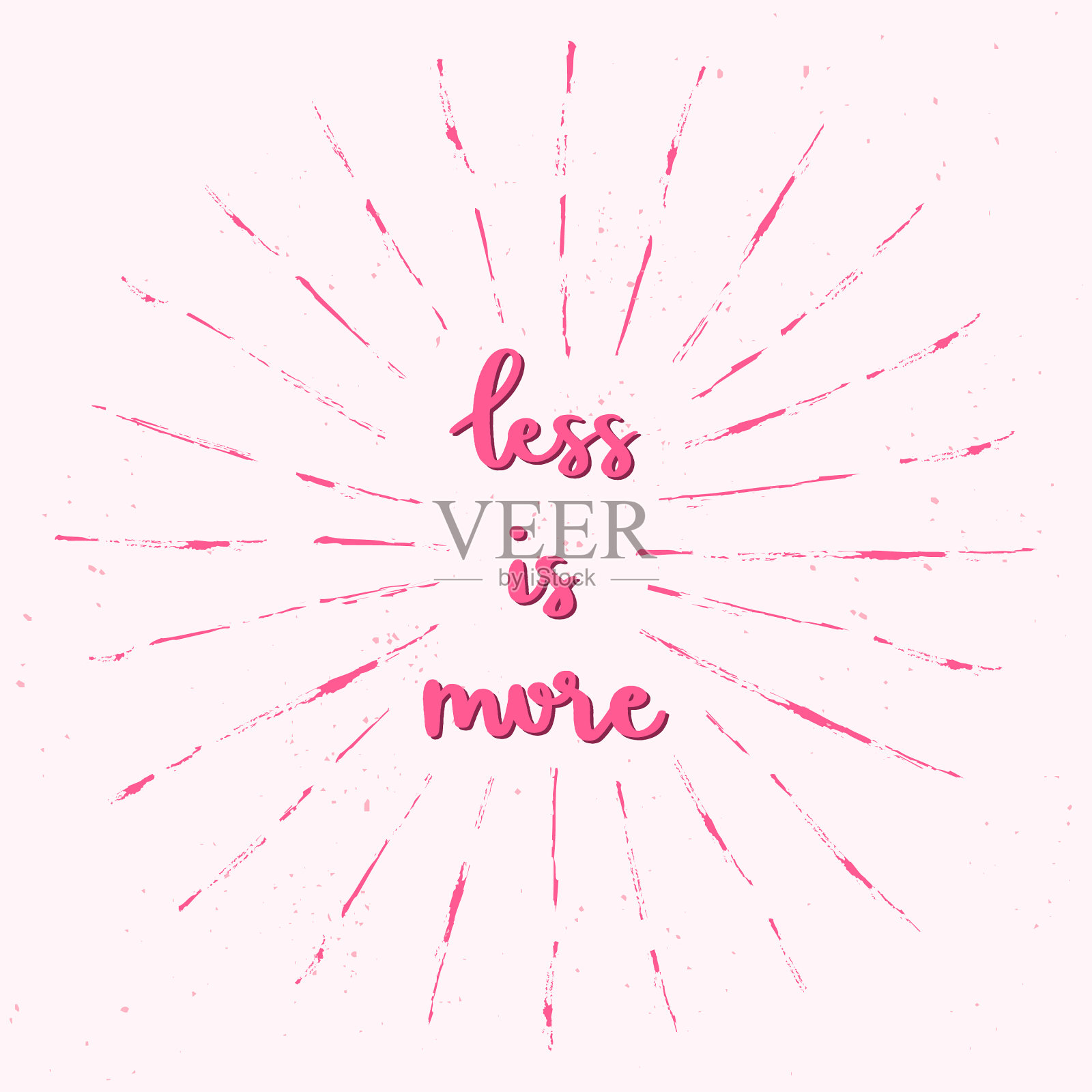 更少的是更多的粉红色旭日手印插画图片素材