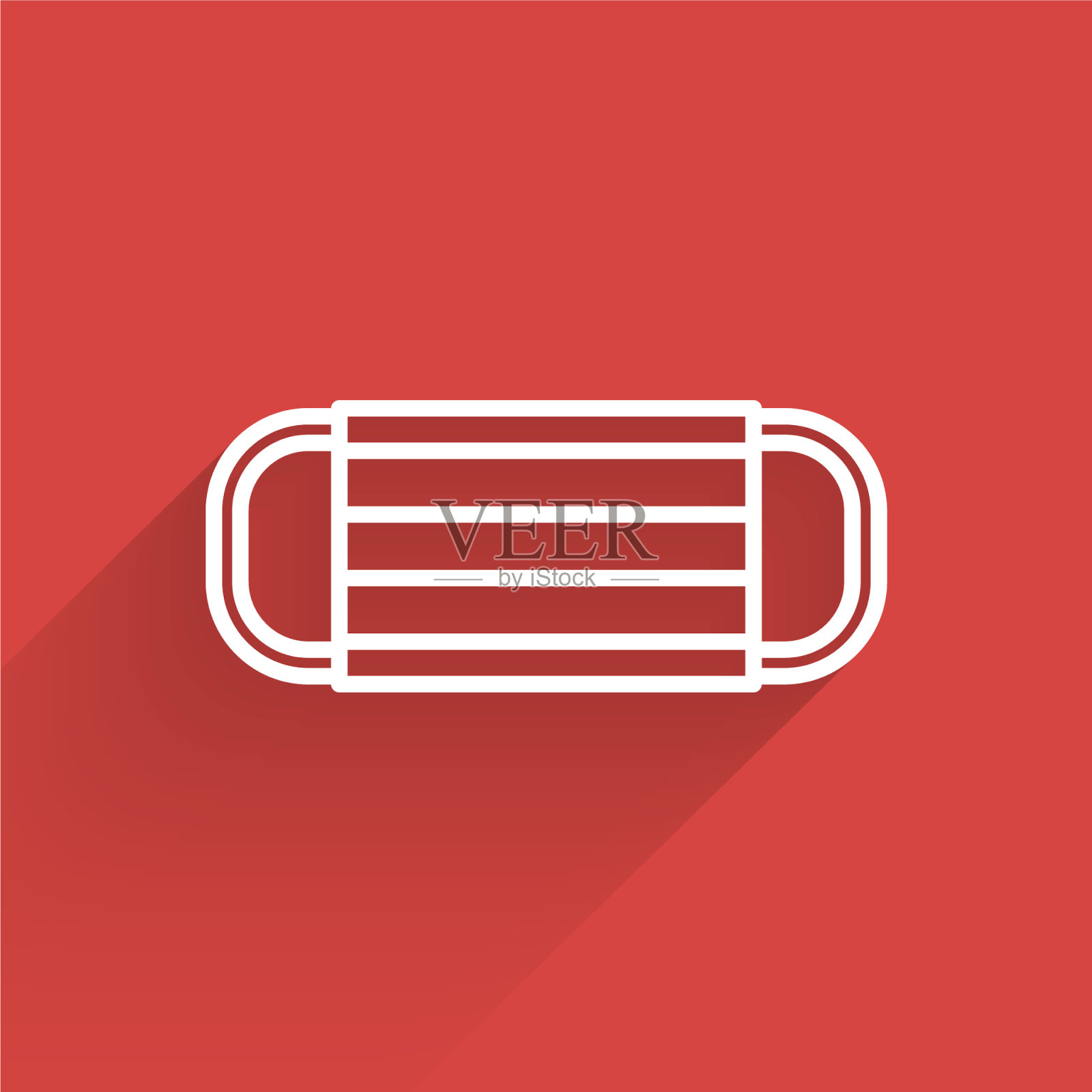 医用防护口罩图标白线隔离插画图片素材