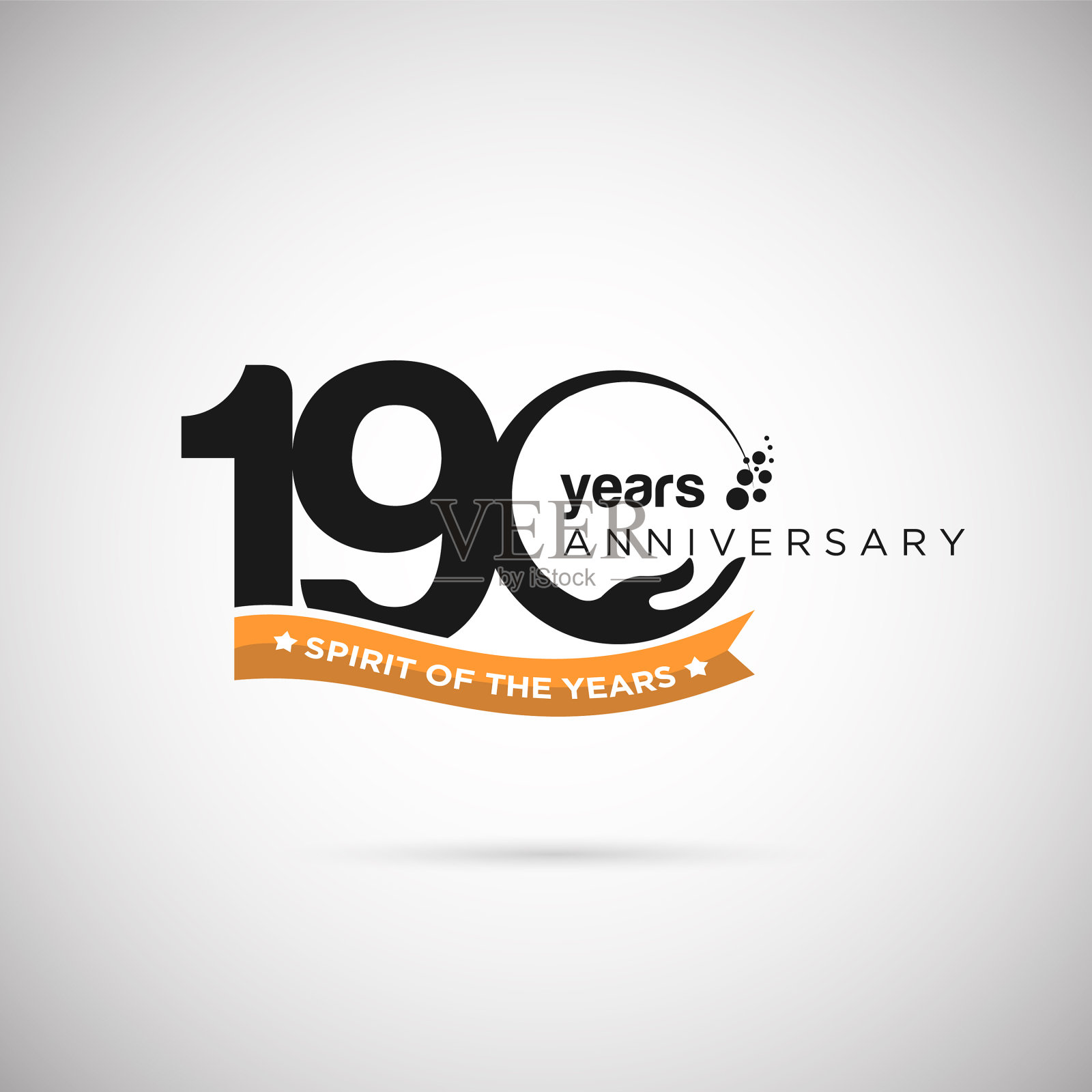 190周年纪念标志用丝带和手插画图片素材