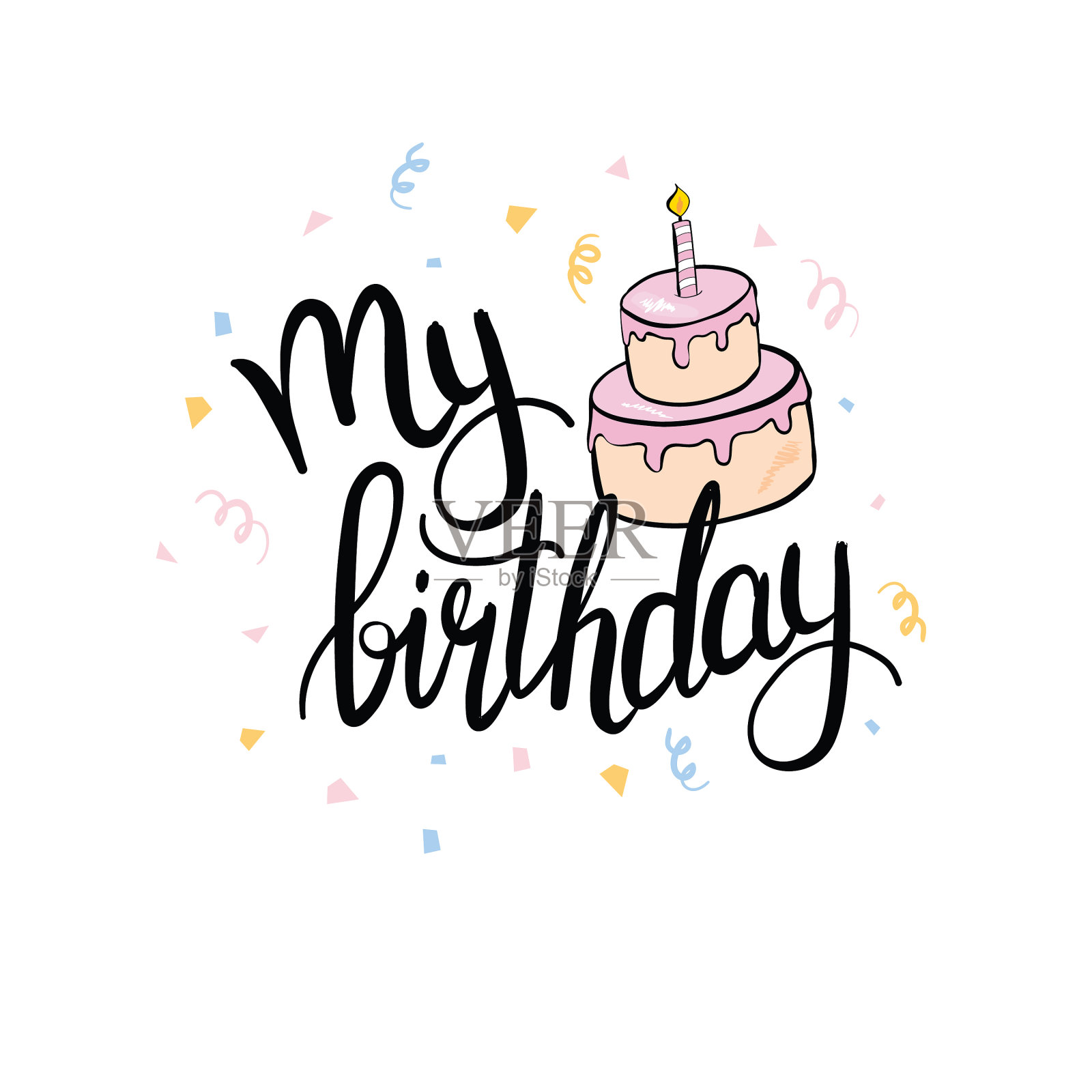 手写生日贺卡插画图片素材