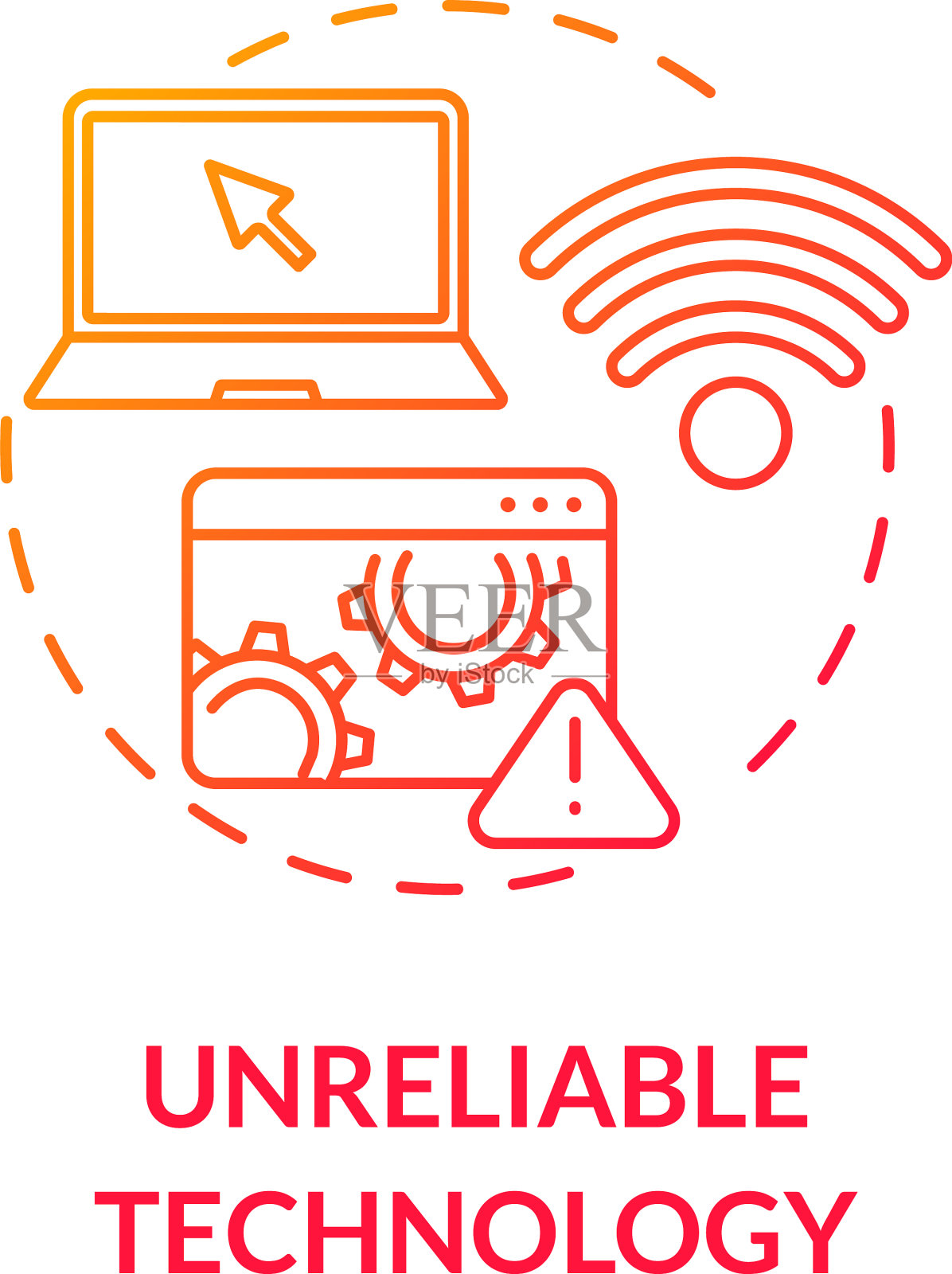 不可靠的技术概念图标插画图片素材