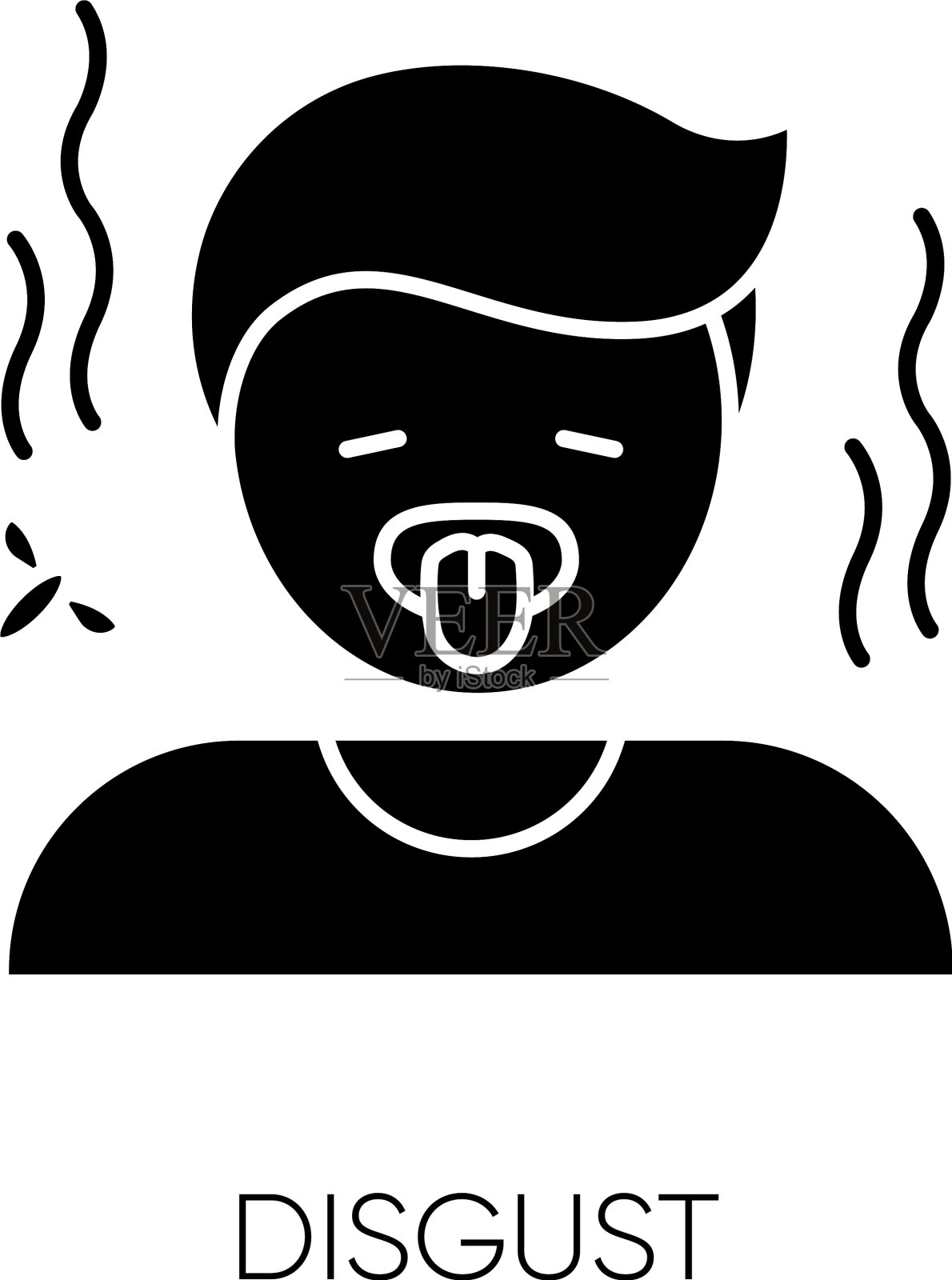 厌恶的黑色字形图标插画图片素材