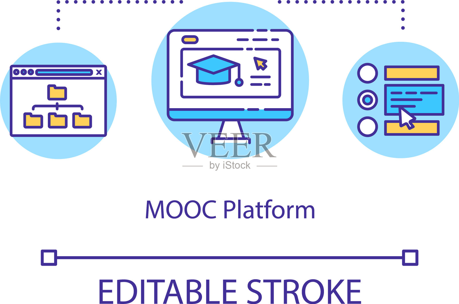 Mooc平台概念图标插画图片素材