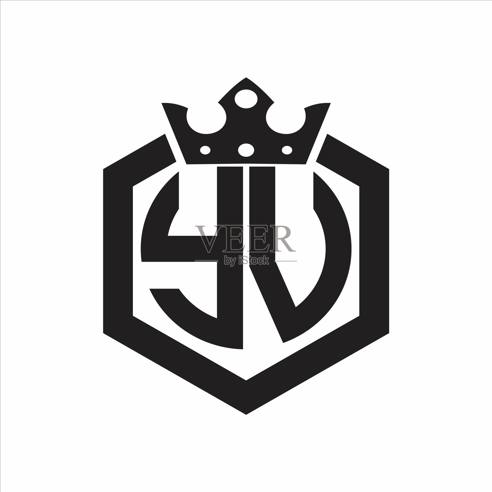 Yv标志图案为圆形六角形插画图片素材