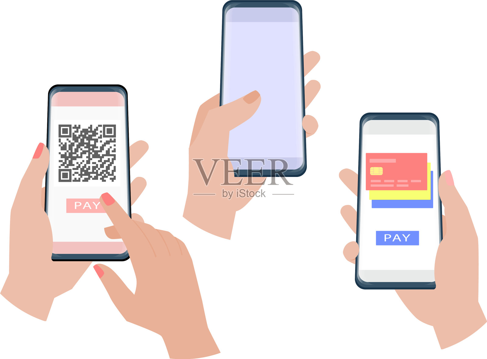 手拿着智能手机插画图片素材