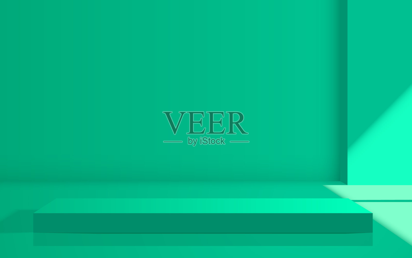 绿色看台在绿色演播室插画图片素材