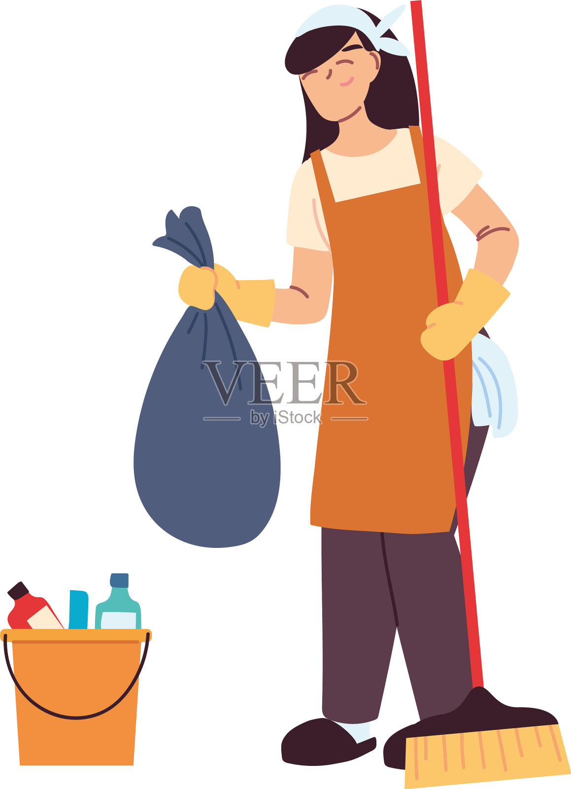 戴手套的清洁服务妇女设计元素图片