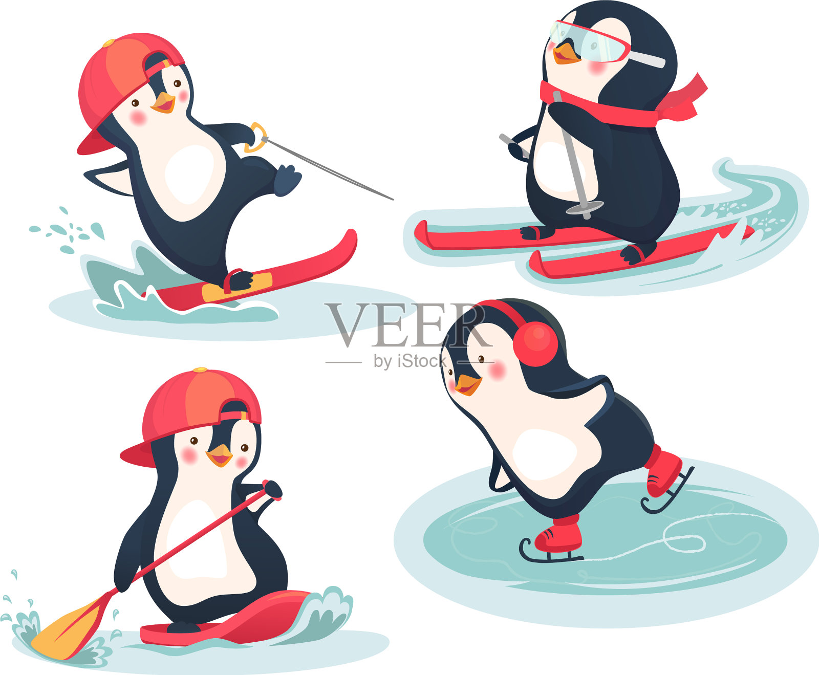 活动在冬季和夏季设置插画图片素材