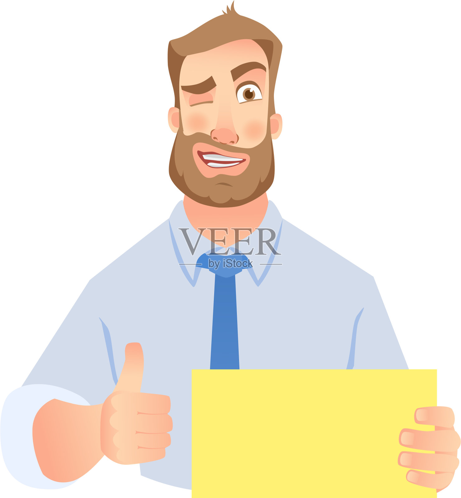 手持空白标牌的商人插画图片素材