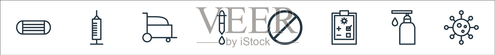 冠状病毒线图标线性集质量线图标素材