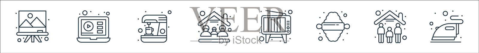 呆在家里线图标线性设置质量线图标素材