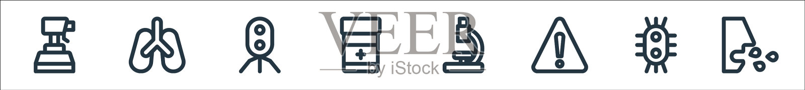 病毒传播线图标线性集质量图标素材