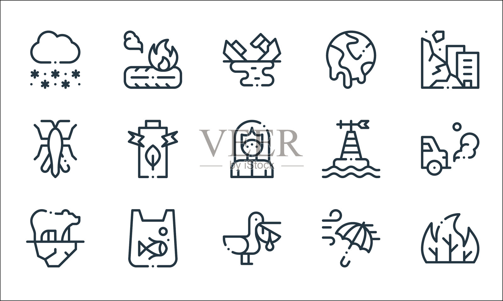 气候变化线图标线性设置质量线图标素材