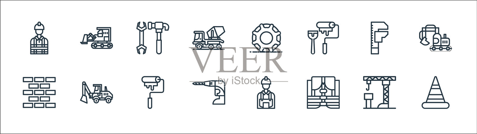 建筑线图标线性设置质量线图标素材