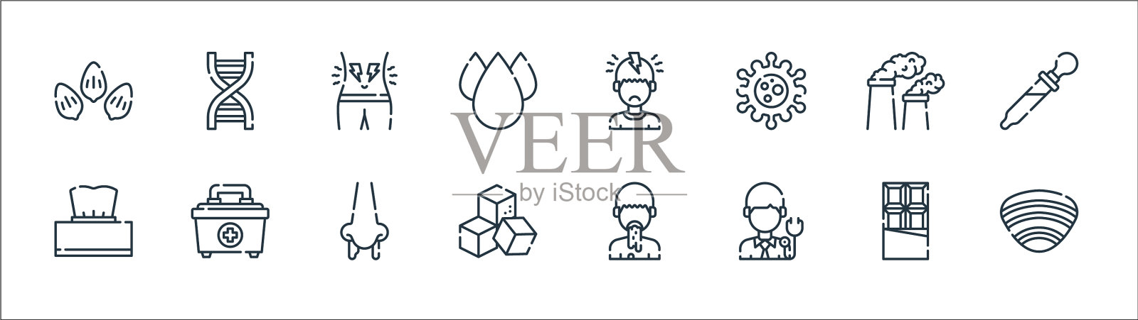 过敏线图标线性集质量线集图标素材