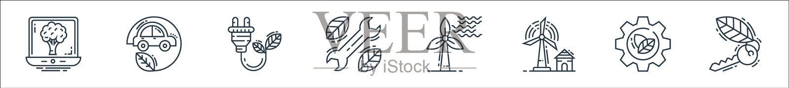 环境和生态线图标线性集质量图标素材