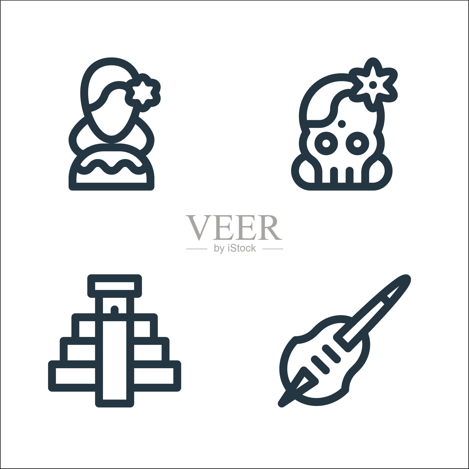 五月节线图标线性设置质量线图标素材