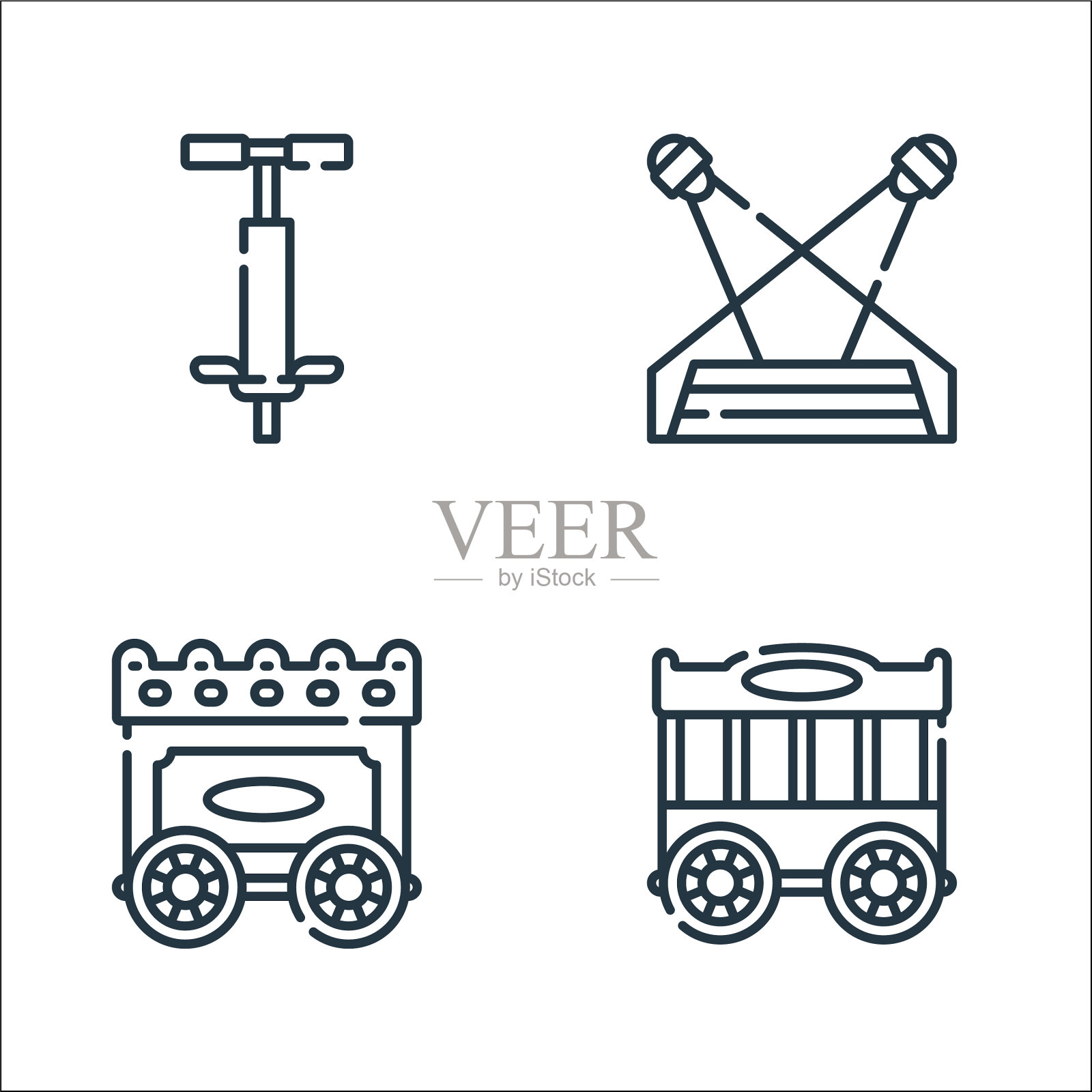 马戏团线图标线性集质量线集图标素材