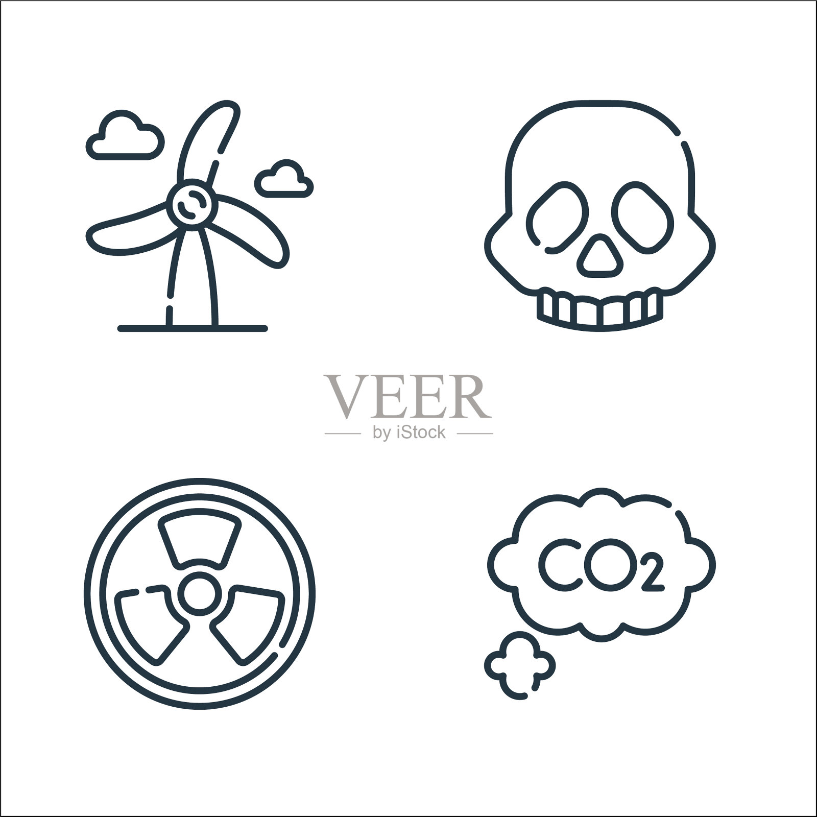 气候变化线图标线性设置质量线图标素材