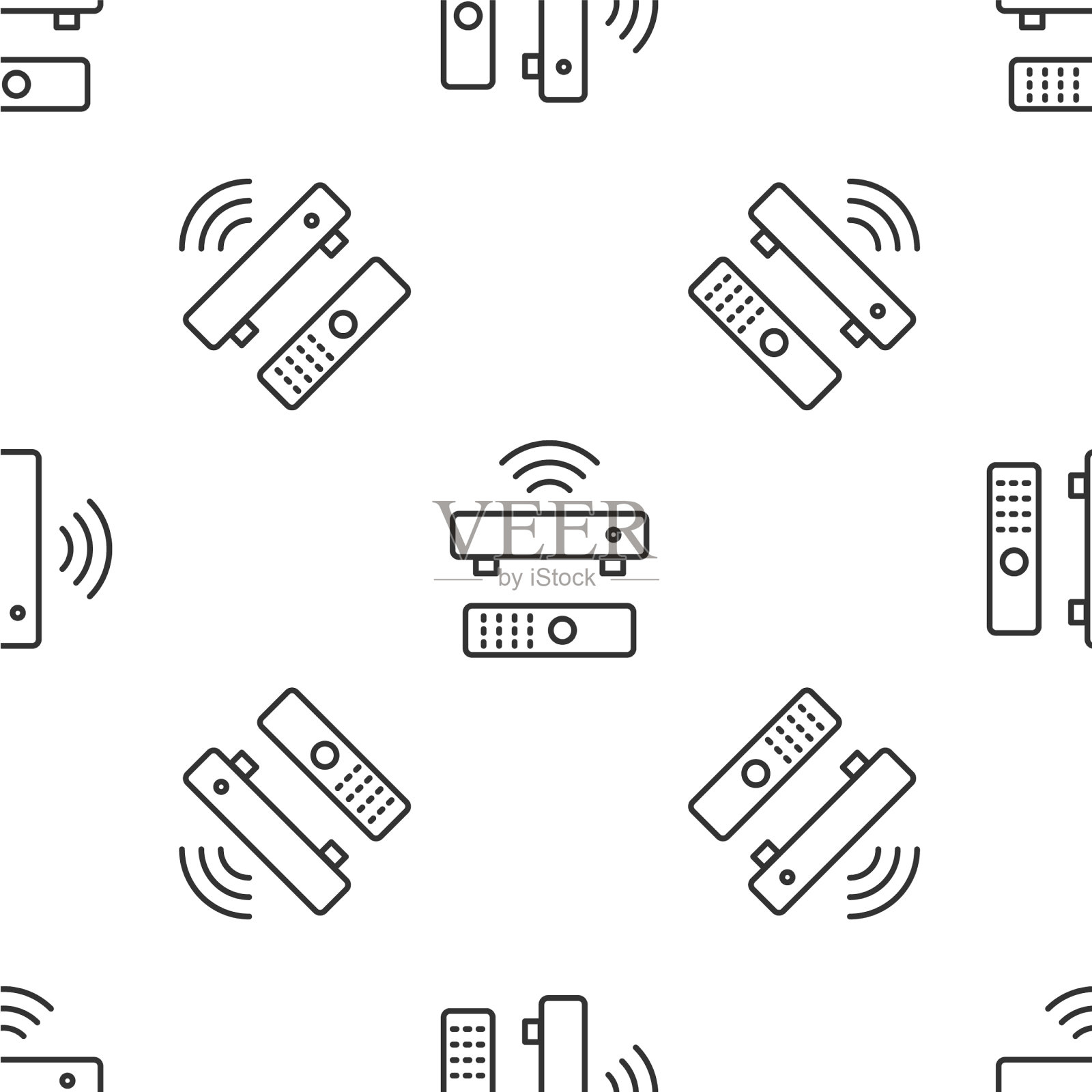灰线无线多媒体电视盒接收机插画图片素材