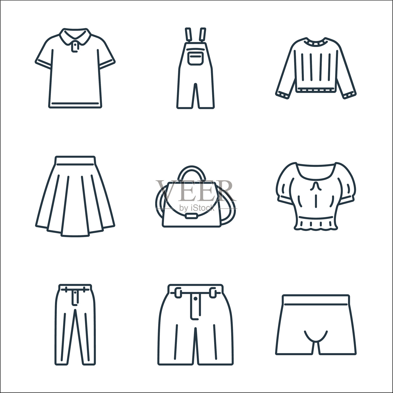 衣服和装备线图标线性集质量图标素材