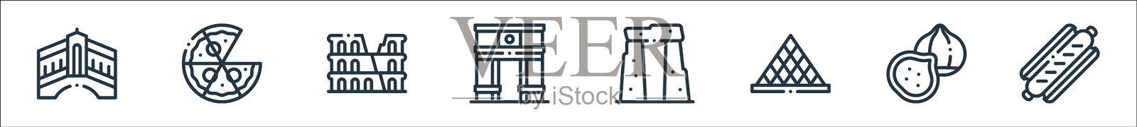 欧洲线图标线性集质量线集图标素材