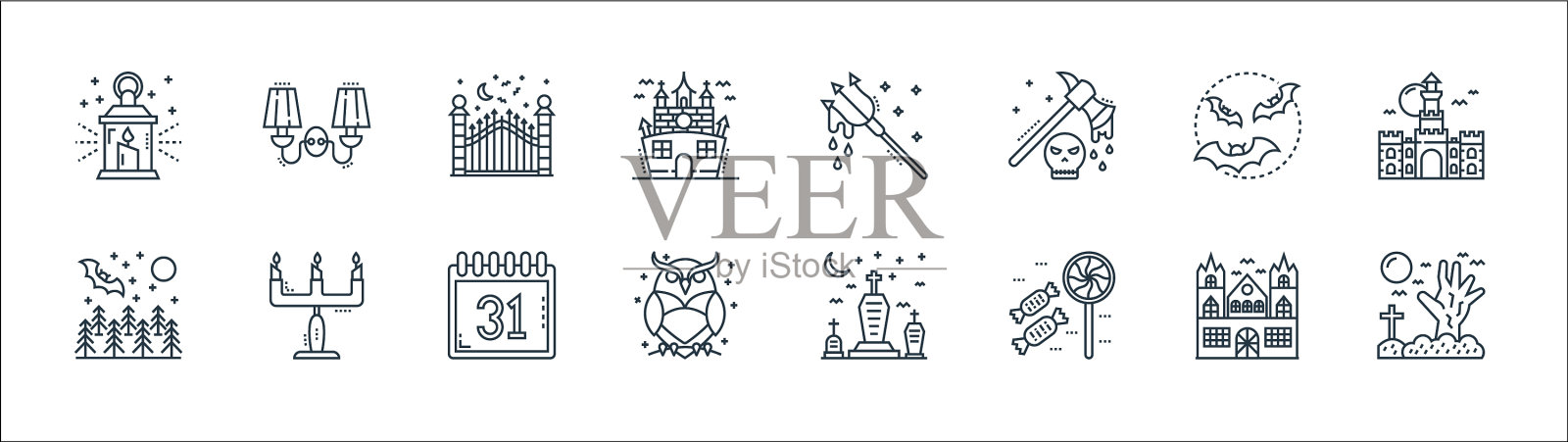 幽灵万圣节系列图标线性集质量图标素材