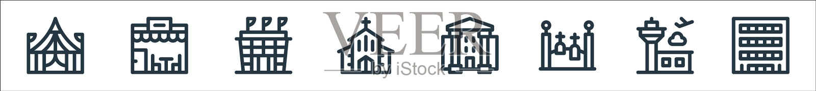 城市建筑线图标线性设置质量线图标素材