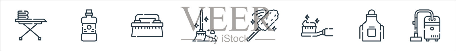 清洁线图标线性集质量线集图标素材