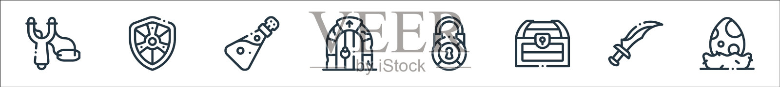 电子游戏元素线图标线性集的质量图标素材