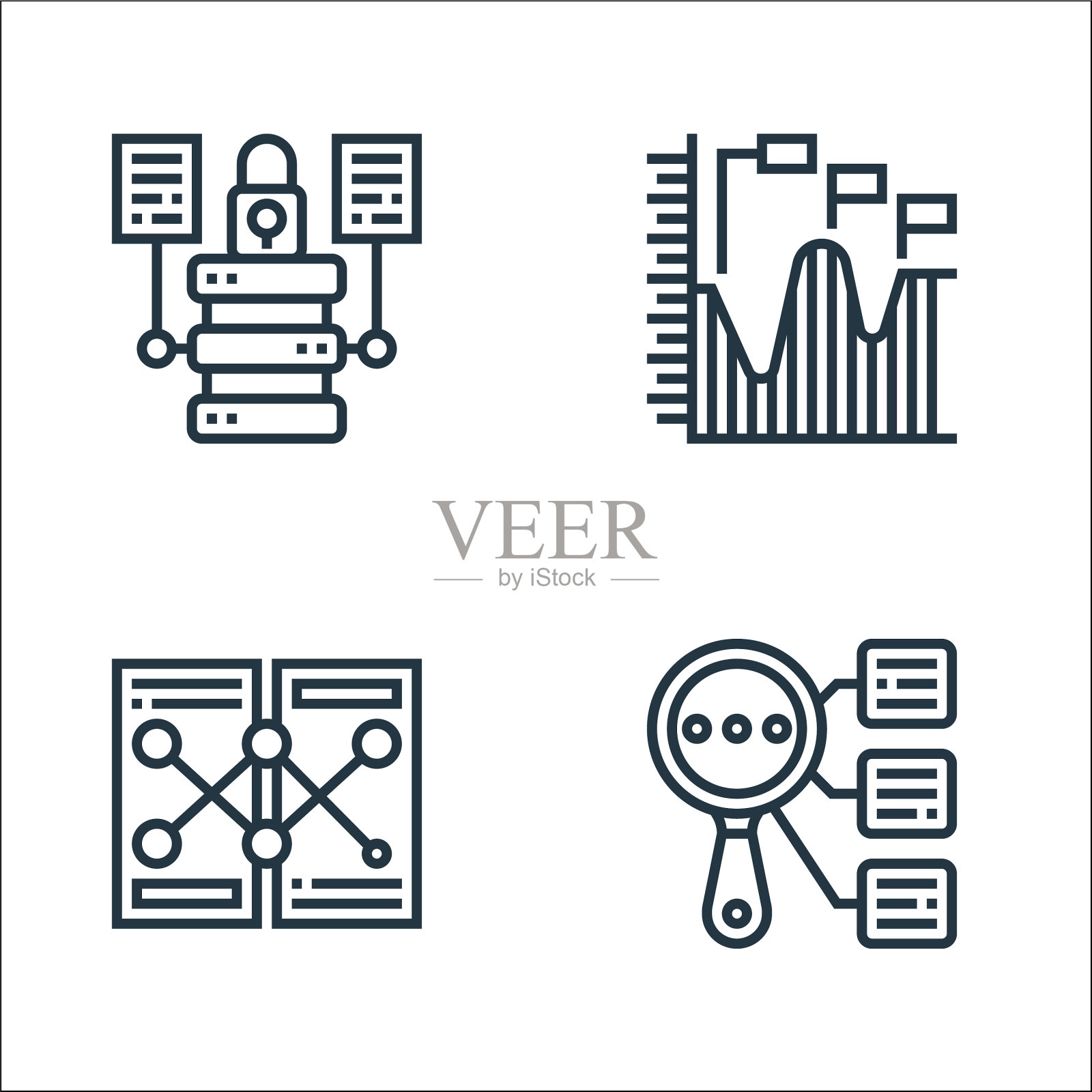 数据分析线图标线性集质量线图标素材