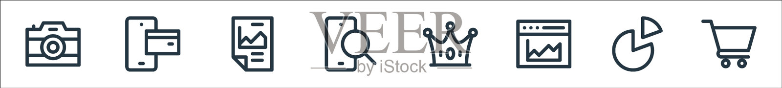 数字营销线图标线性集质量图标素材