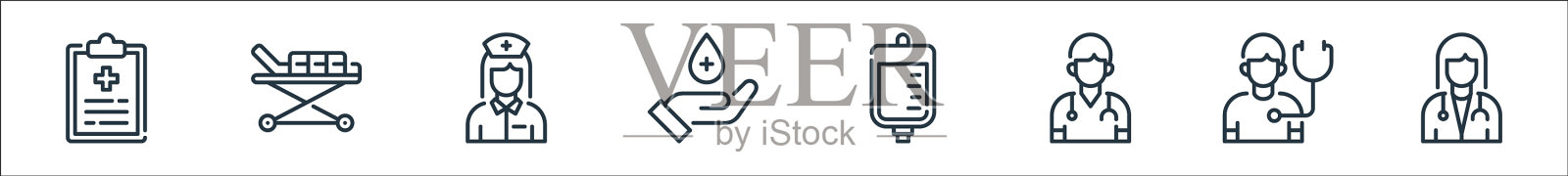 医疗线图标线性集质量线集图标素材