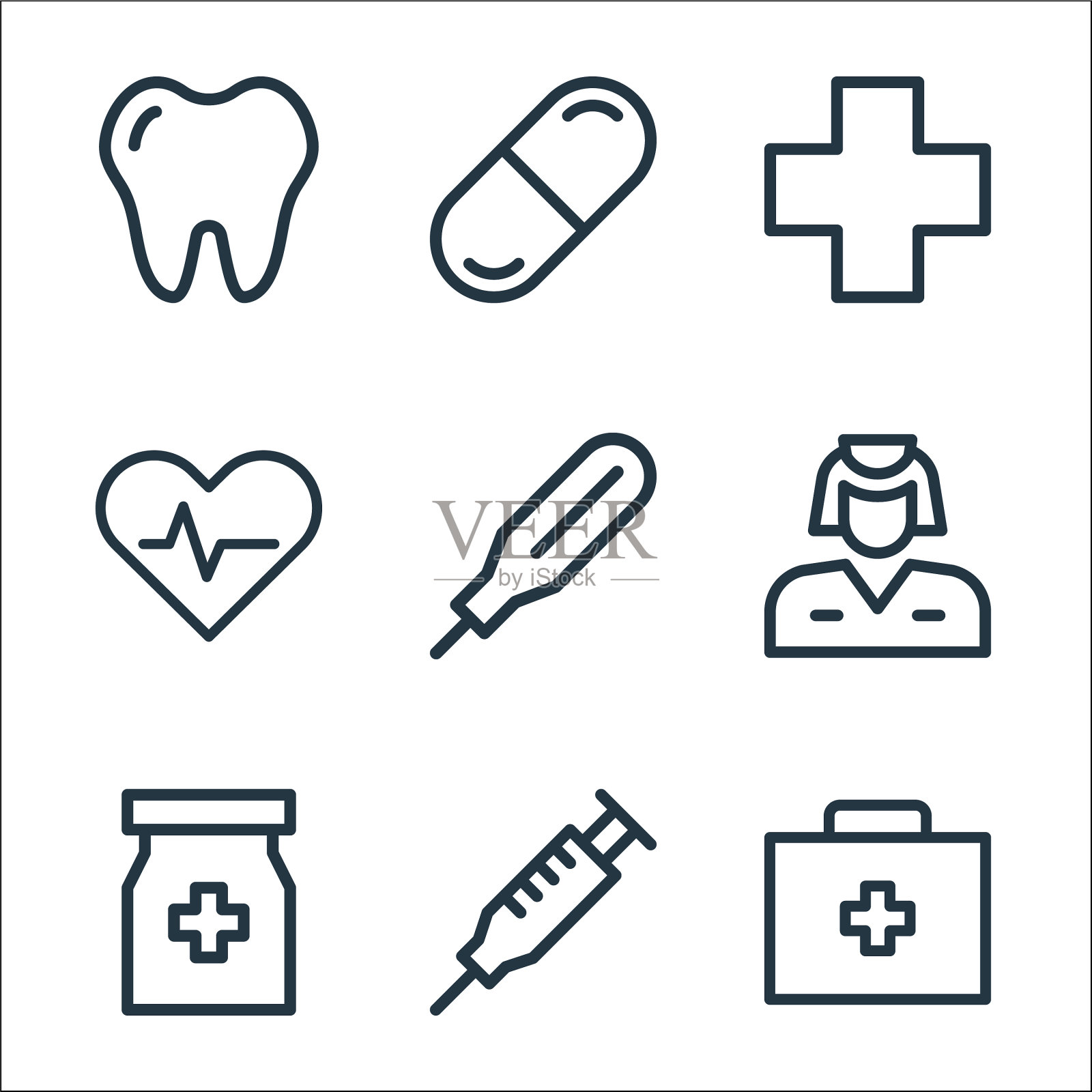 医疗物品线图标线性设置质量线图标素材