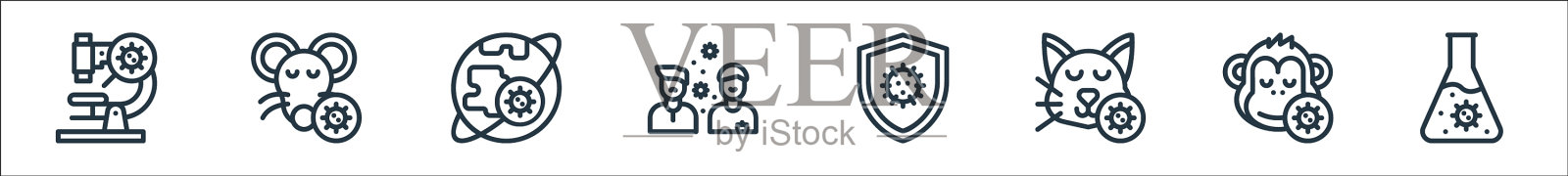 病毒传播线图标线性集质量图标素材