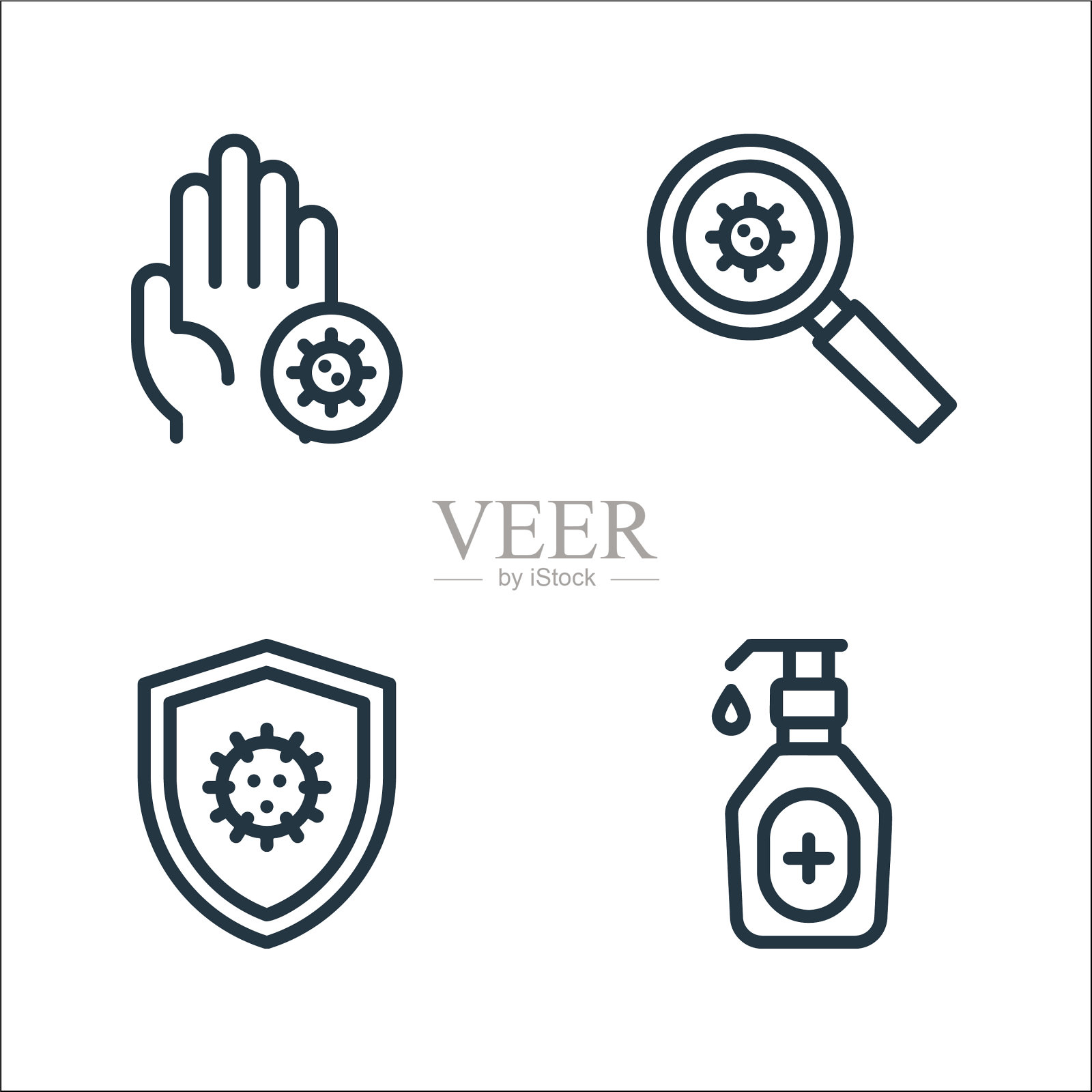 病毒传播线图标线性集质量图标素材