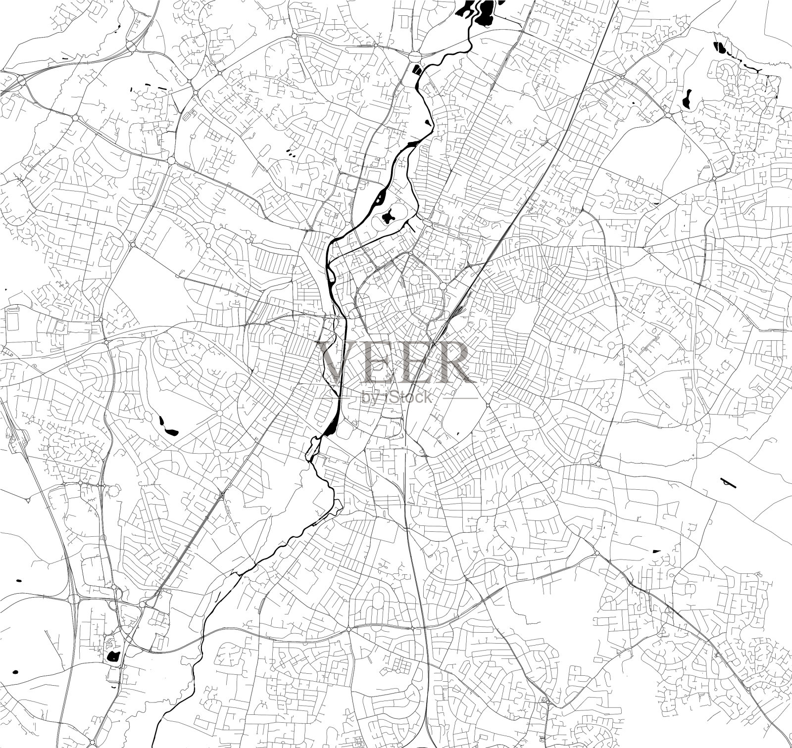 地图城市莱斯特英格兰,英国插画图片素材