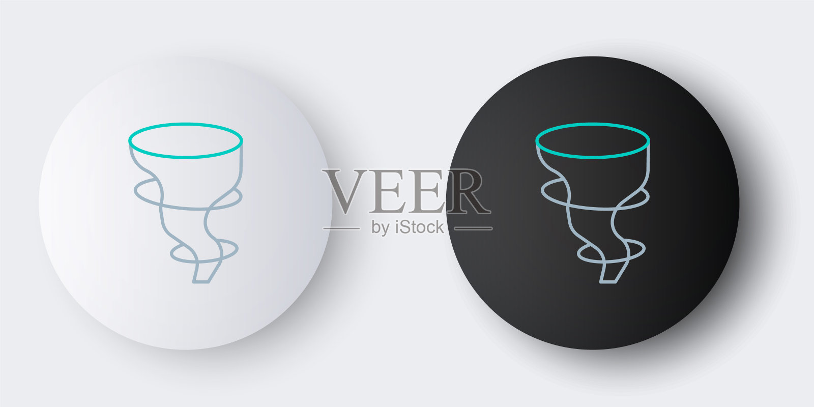 线龙卷风图标孤立在灰色背景。色彩斑斓的轮廓的概念。向量插画图片素材