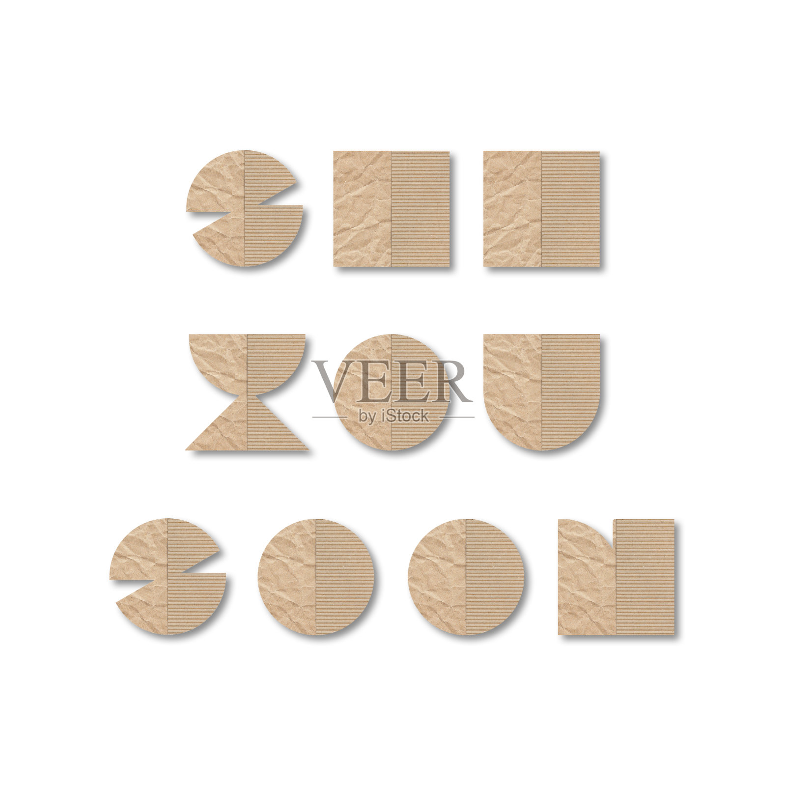 待会儿见,用棕色折纸照片摄影图片